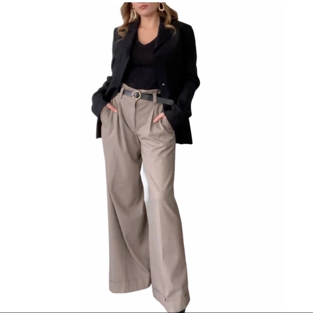 VINTAGE Houndstooth Wide Leg High Waist Pants